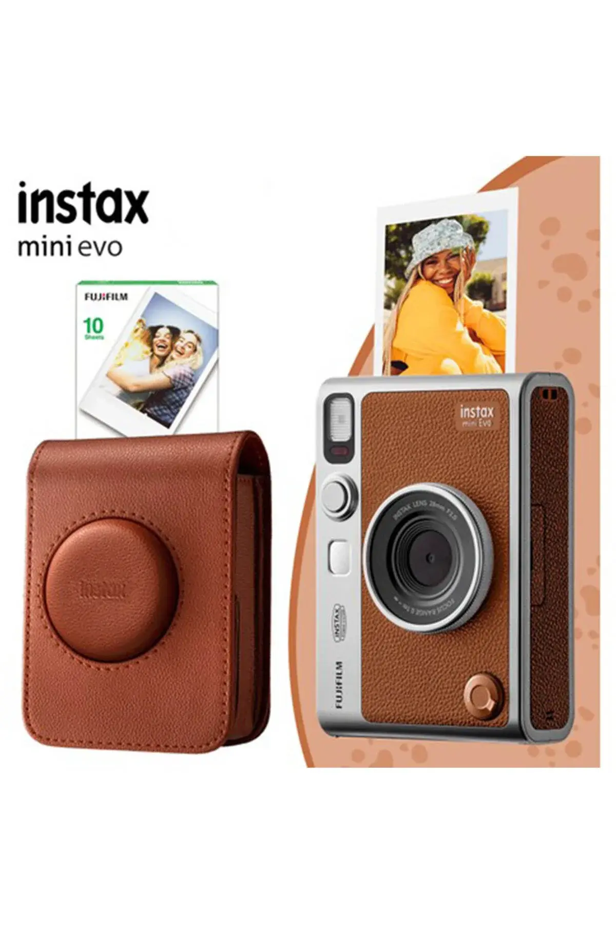 Fujifilm Instax Mini Evo Kahverengi Fotoğraf Makinesi ve Hediye Seti
