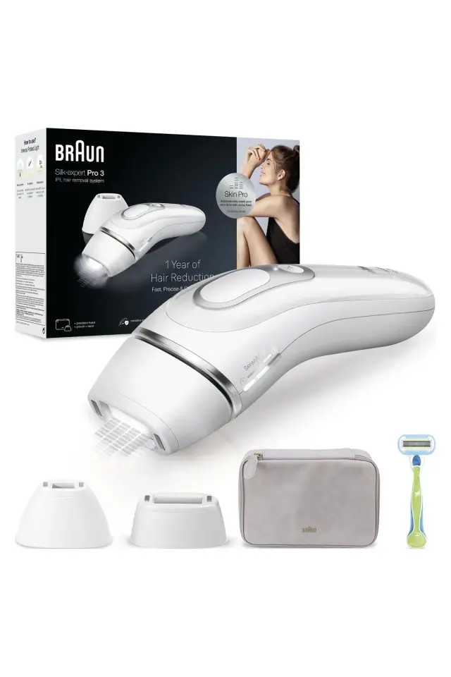 Braun IPL Silk·expert Pro 3, Evde Tüy Alma, Çanta, Venus Tıraş Makinesi, 2 Başlık, PL3132