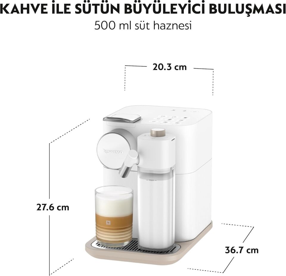 Nespresso F541 Gran Latissima Süt Çözümlü Espresso Kahve Makinesi,Beyaz