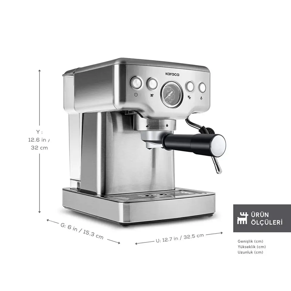 Karaca Coffee Art 1353 Süt Köpürtücülü 20 Bar Basınçlı Espresso, Latte Cappuccino Americano Makinesi