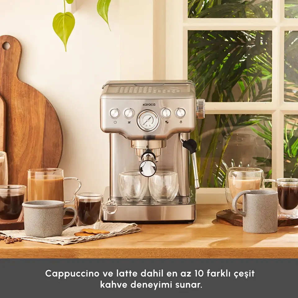 Karaca Coffee Art 1353 Süt Köpürtücülü 20 Bar Basınçlı Espresso, Latte Cappuccino Americano Makinesi