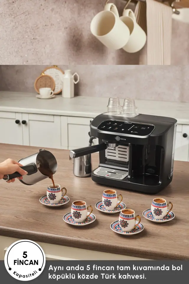 Karaca Hatır Perfetto Dijital ve Dokunmatik Ekranlı Çelik Cezveli Espresso ve Türk Kahve Makinesi