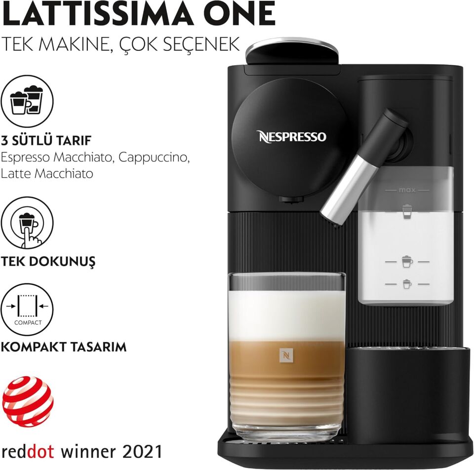 Nespresso F121 Lattissima One Black Kahve Makinesi
