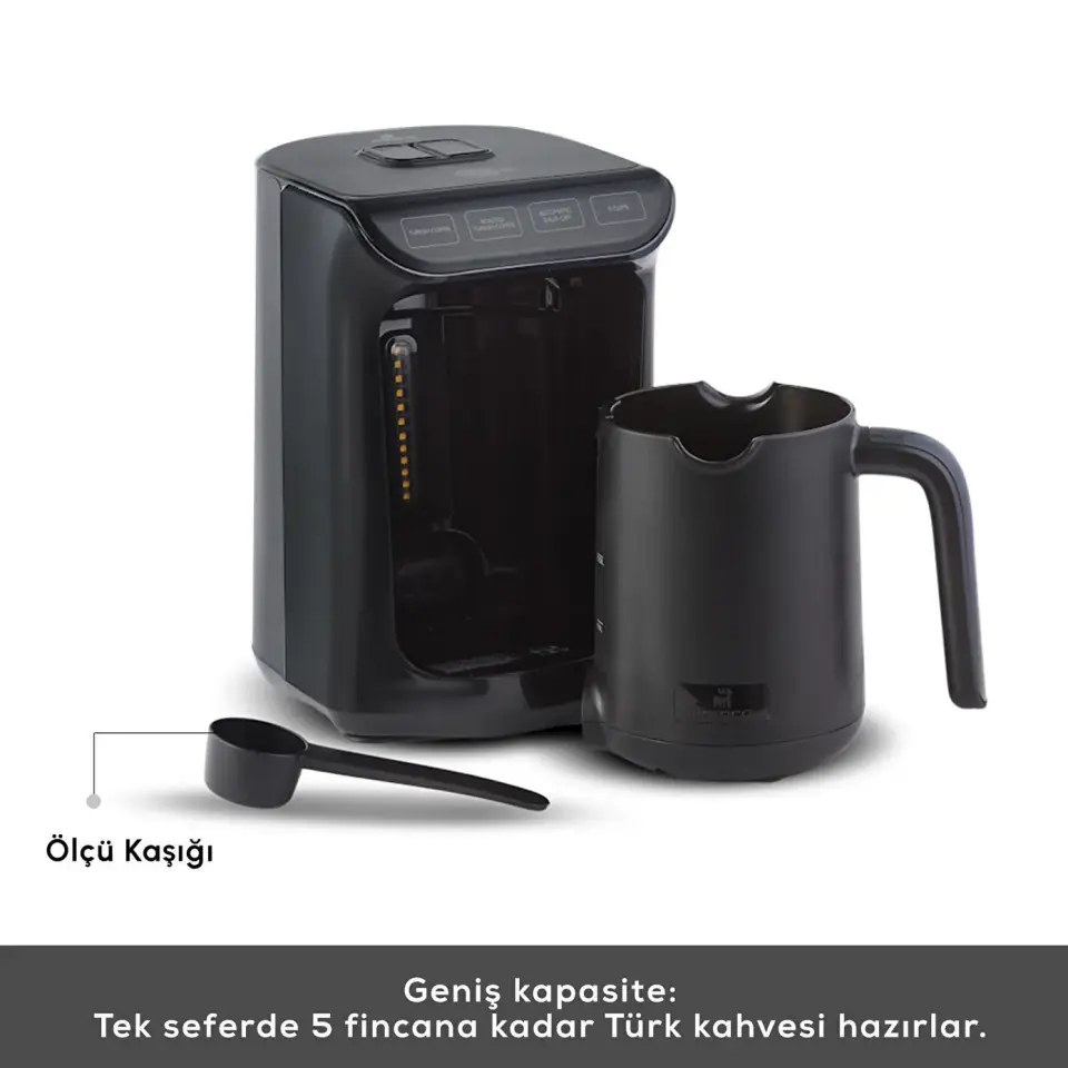 Karaca Hatır Közde Türk Kahvesi ve Türk Kahve Makinesi Shiny Black 5 Fincan Kapasiteli Bol Köpüklü