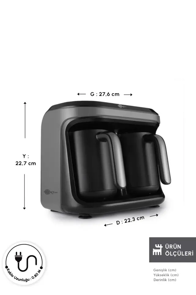Karaca Hatır Hüp Düet Aroma Space Gray Türk Kahve Makinesi
