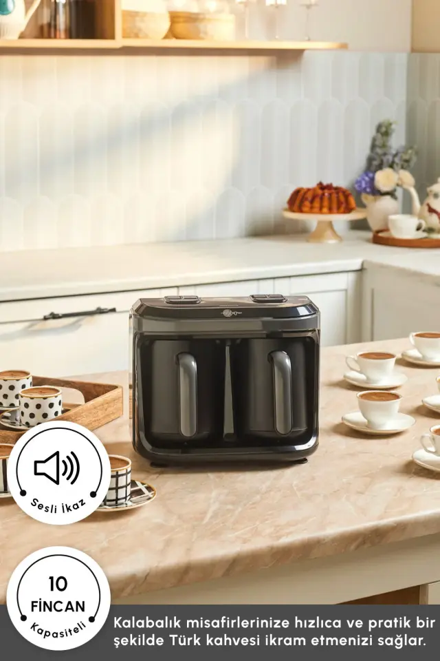 Karaca Hatır Hüp Düet Aroma Space Gray Türk Kahve Makinesi