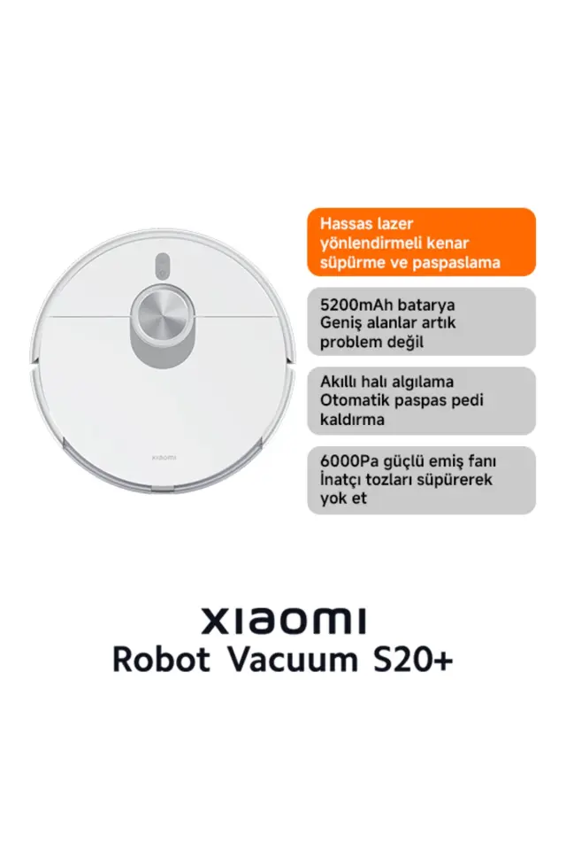 Xiaomi Robot Vacuum S20+ Plus Akıllı Robot Süpürge - Beyaz