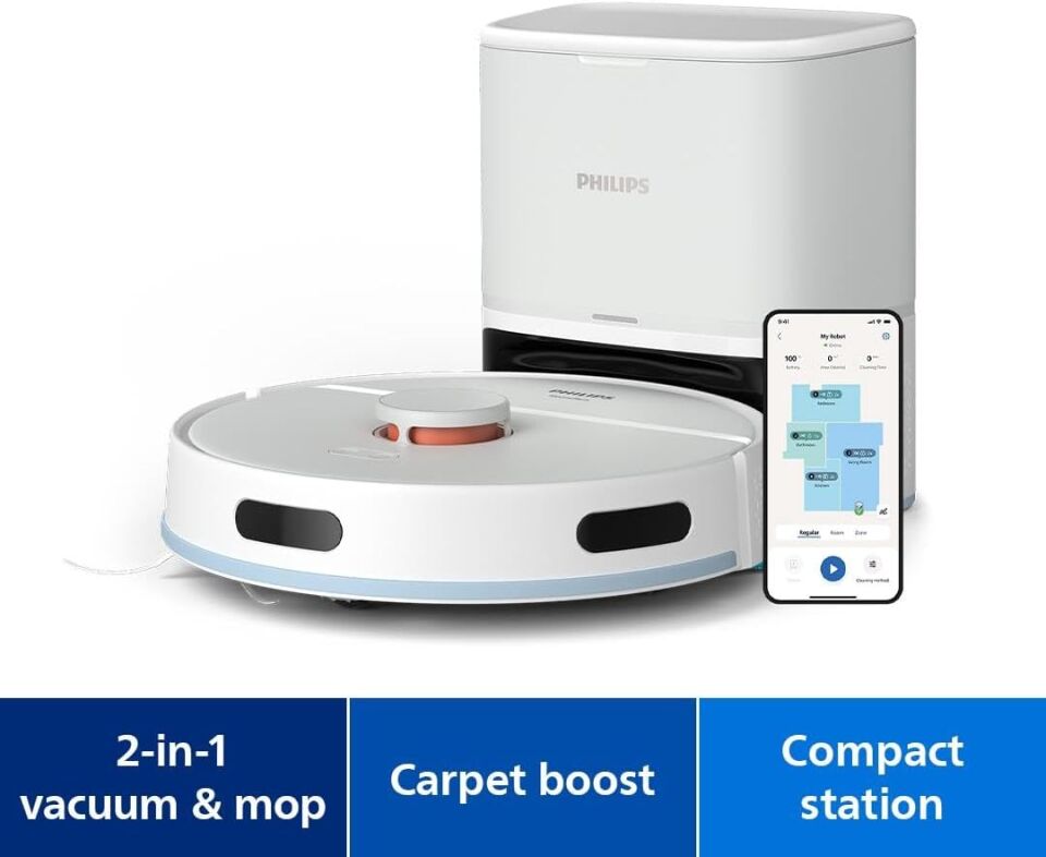 Philips HomeRun 2000 Serisi XU2100/20 Beyaz Çöp İstasyonlu Akıllı Robot Süpürge