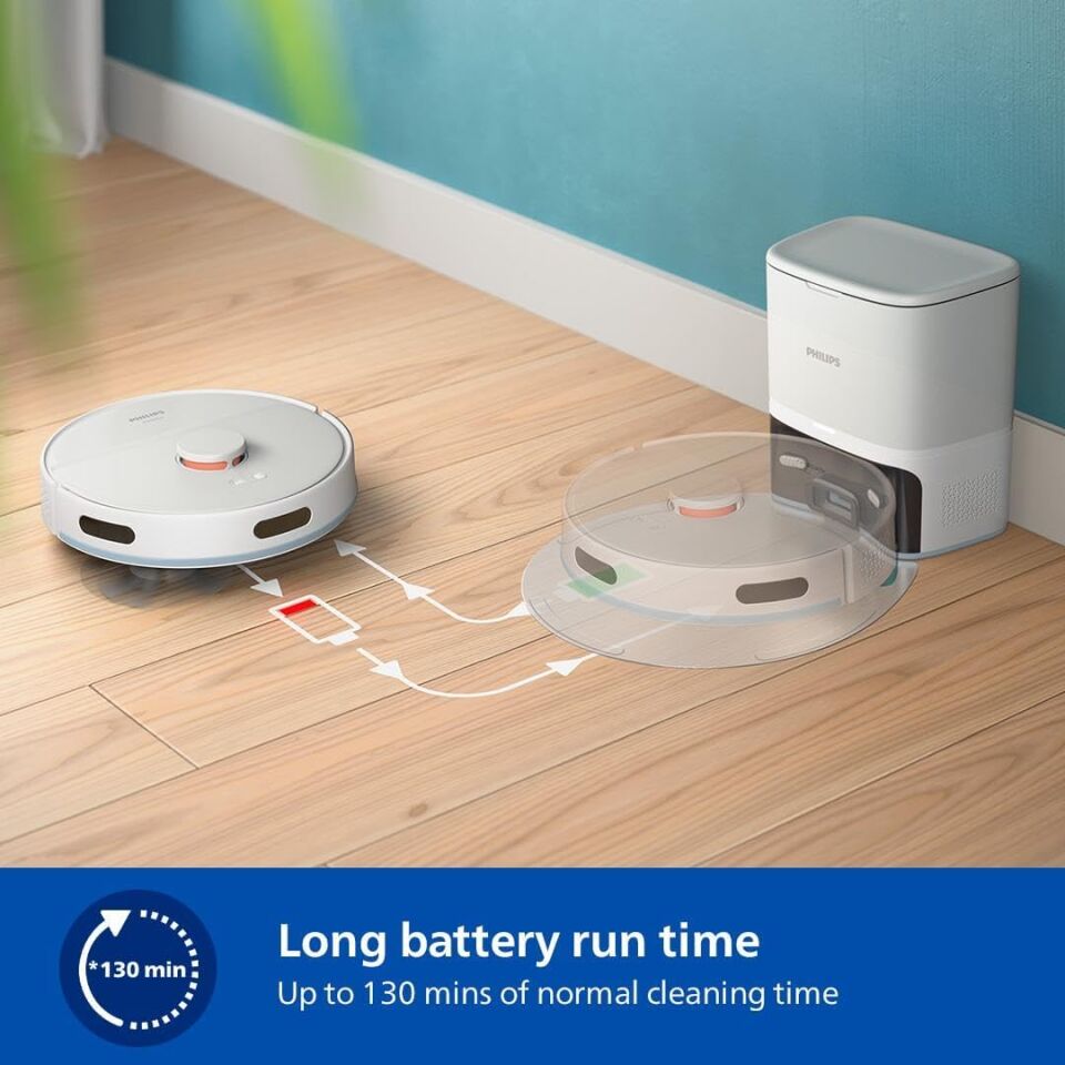 Philips HomeRun 2000 Serisi XU2100/20 Beyaz Çöp İstasyonlu Akıllı Robot Süpürge