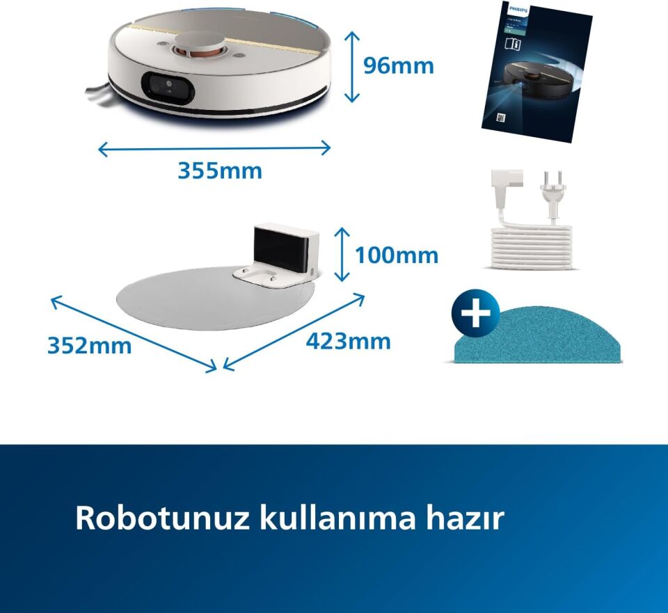 Philips HomeRun 7000 Serisi Aqua XU7000/02 Beyaz Gold Akıllı Robot Süpürge