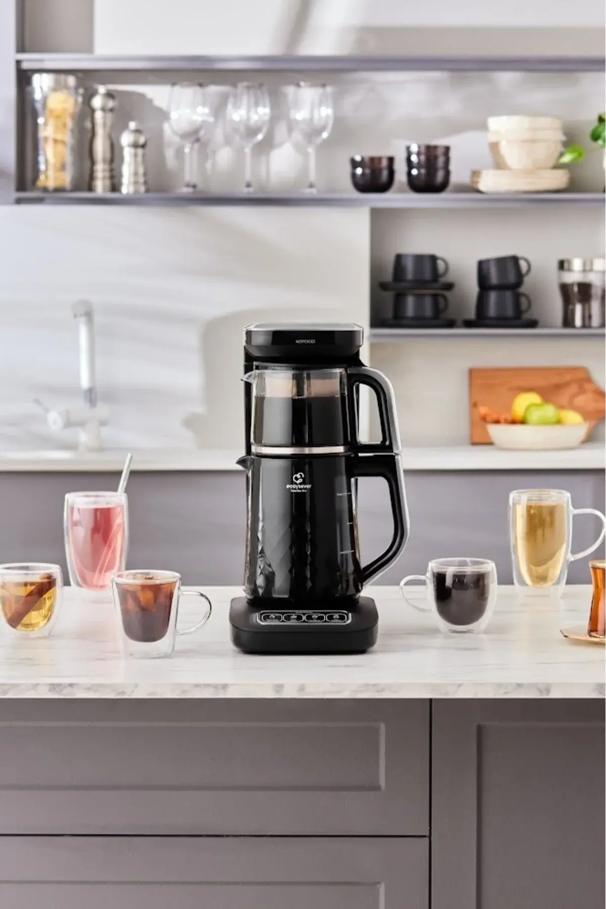 Karaca Robotea Pro Quartz 4 in 1 Konuşan Çay Makinesi Black Chrome