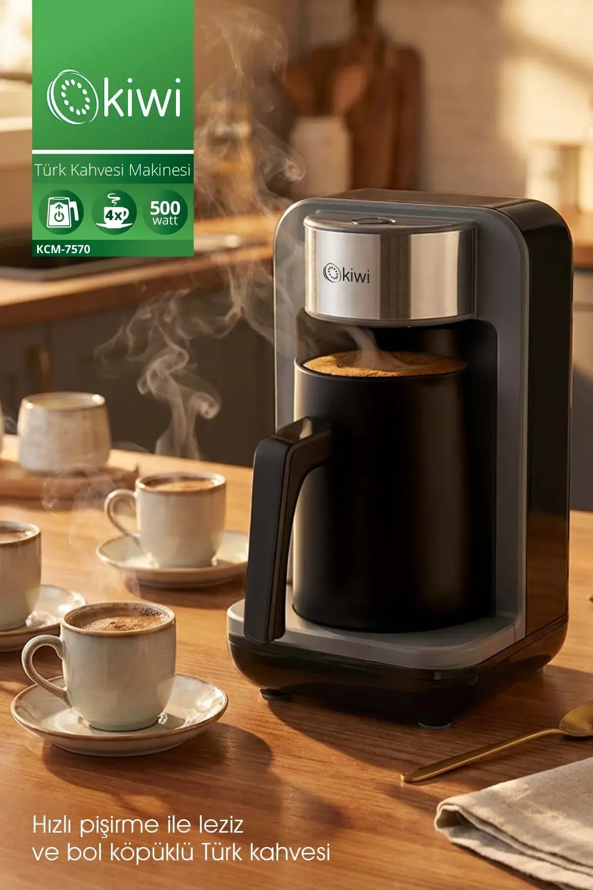 Kiwi Kcm-7570 Siyah Otomatik Türk Kahve Makinesi Bol Köpüklü
