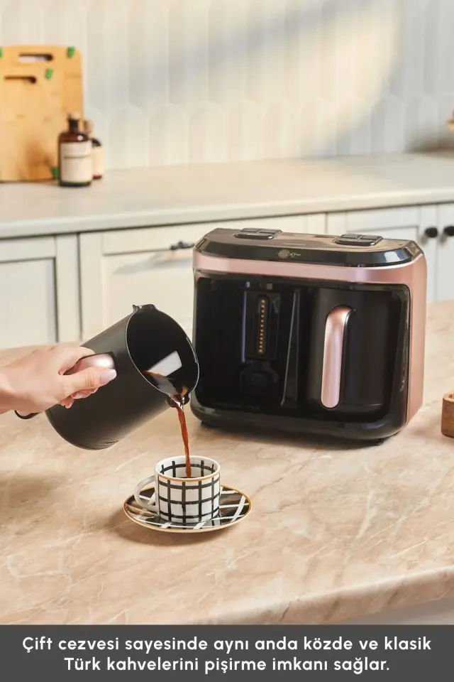 Karaca Hatır Hüp Düet Aroma İkili Türk Kahve Makinesi Rosegold 10 Fincan Kapasiteli