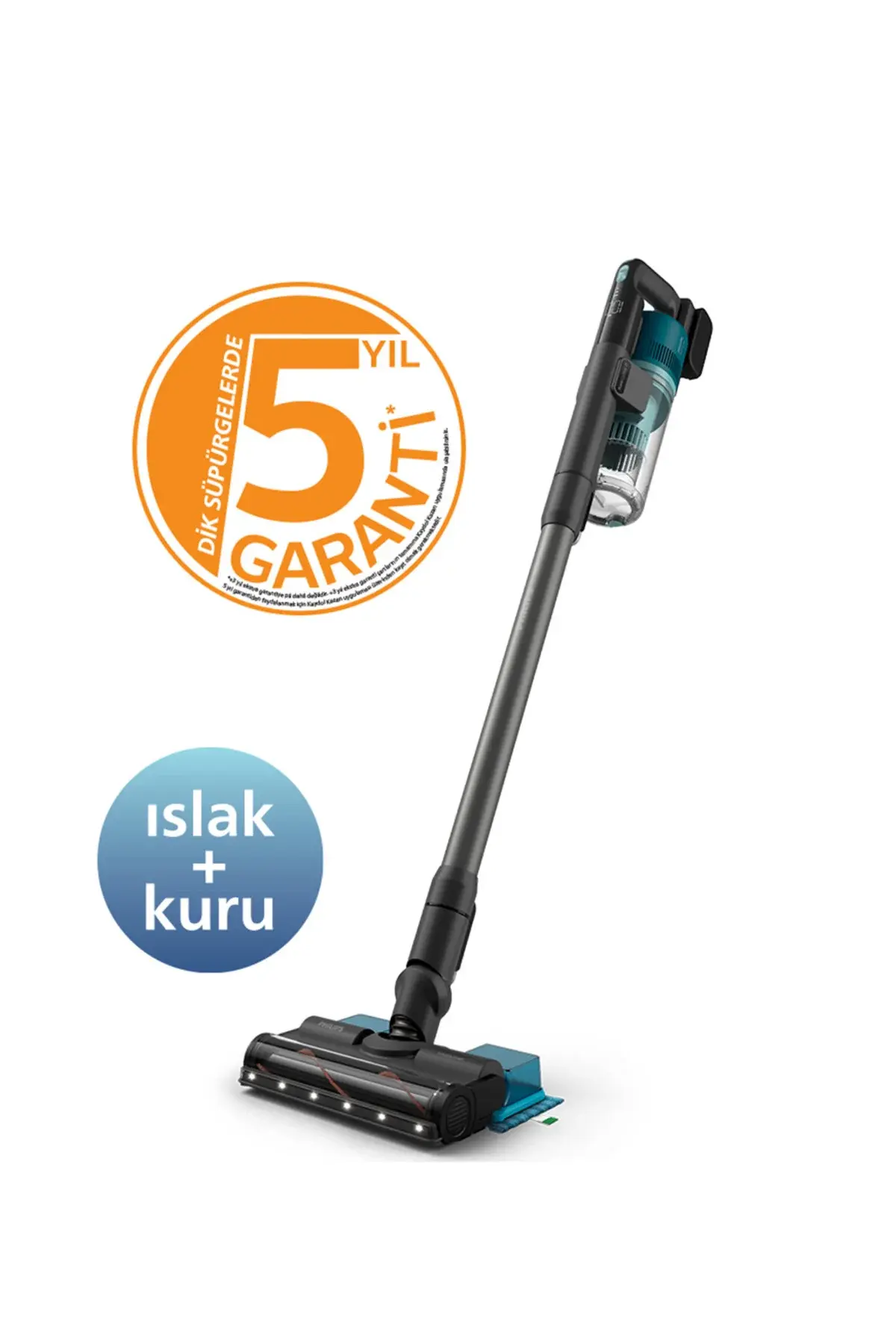 Philips 6000 Serisi Kablosuz Dikey Süpürge,PowerCyclone 11,Aqua, TriActive LED,64 Dakika Kullanım, XC6553/01