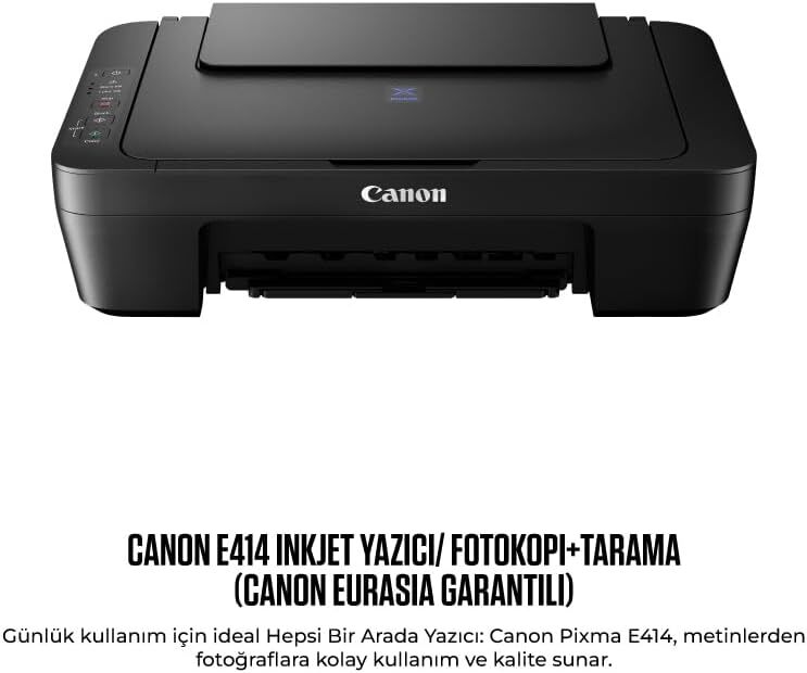 Canon Pixma E414 Tarayıcı + Fotokopi Renkli Çok Fonksiyonlu Mürekkep Püskürtmeli Yazıcı