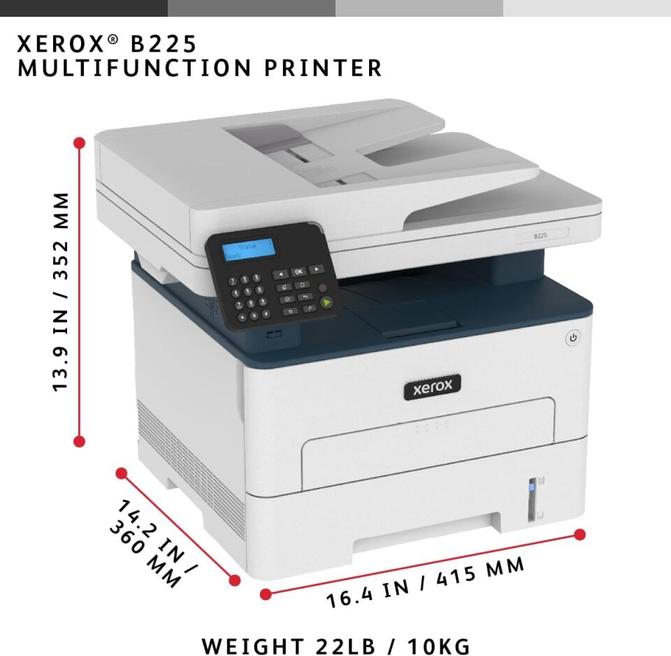 Xerox B225V/DNI Wi-Fi + Tarayıcı + Fotokopi Mono Çok Fonksiyonlu Lazer Yazıcı