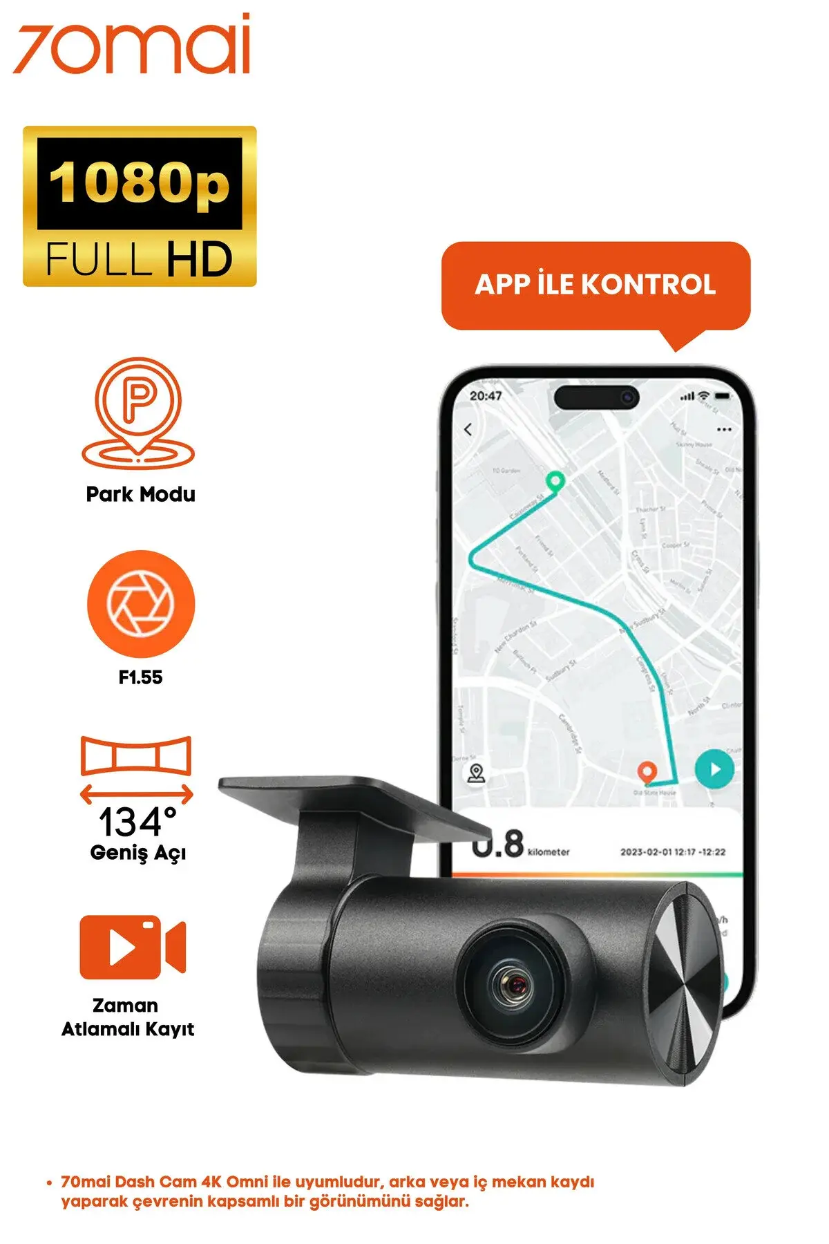 70MAİ Yeni Hdr Arka Kamera Rc14, 1080p, Sadece X800 Ile Uyumlu Geri Görüş Kamerası