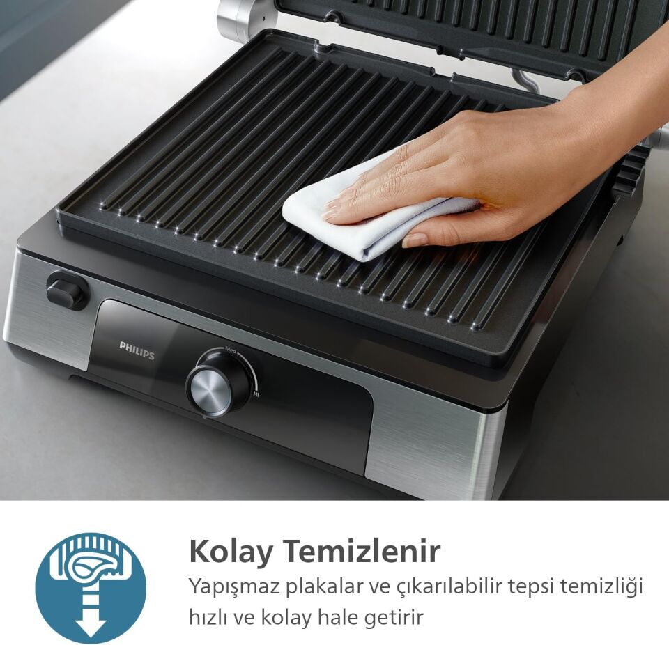 Philips 5000 Serisi, 2200W, Izgara ve Tost Makinesi, Izgara için Tam Açılır, HD6301/90