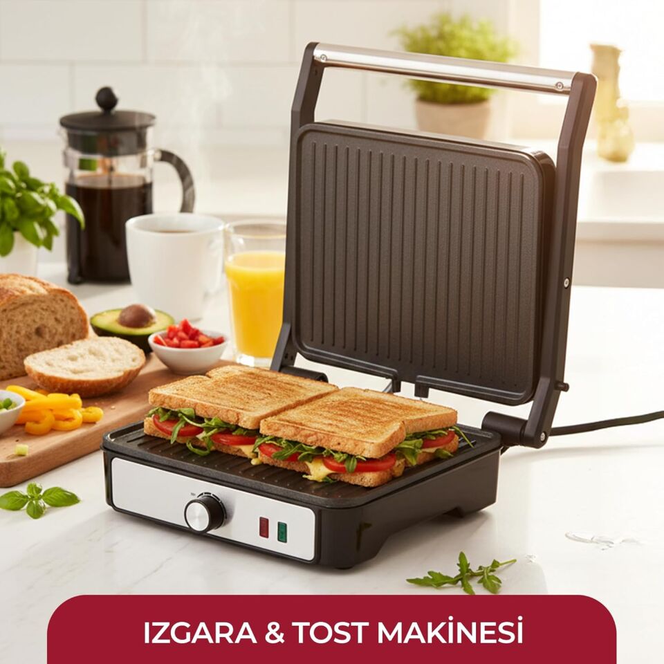 Sinbo SSM-2590 Inox Izgara ve Tost Makinesi 2000W