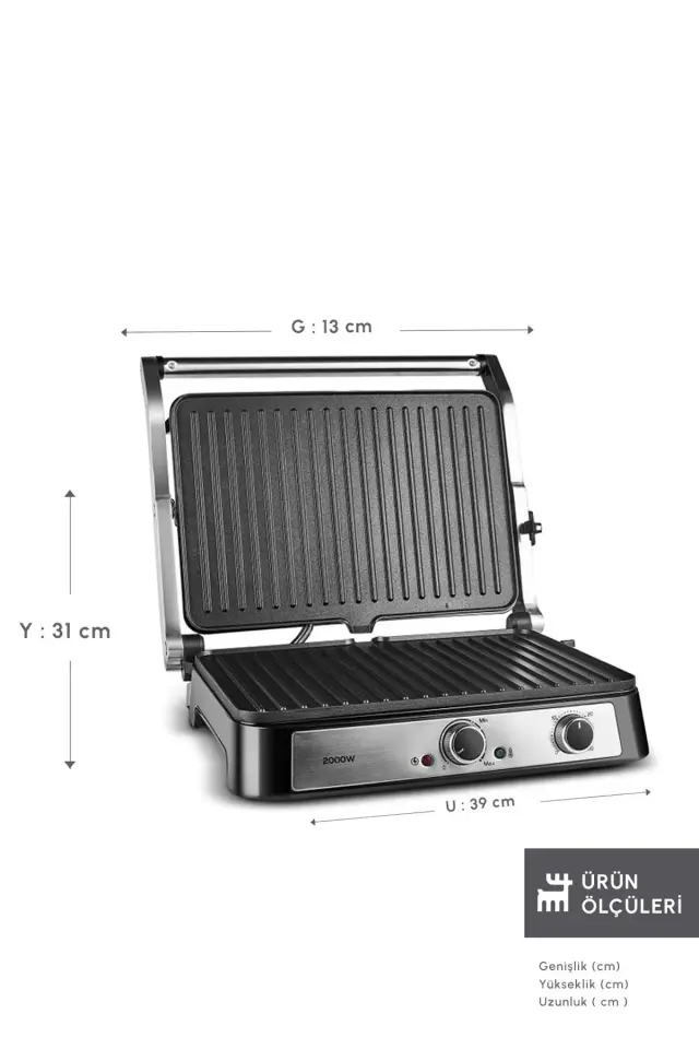 Karaca Inox Toastmate Grill Zaman Ayarlı 2000w Izgara ve Tost Makinesi 6 Dilim Kapasiteli