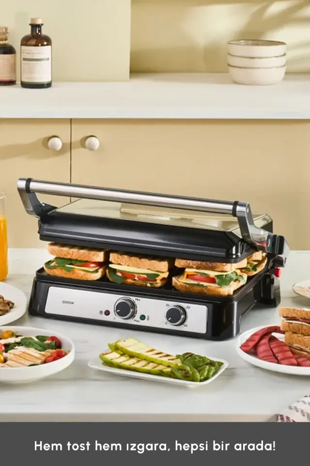 Karaca Inox Toastmate Grill Zaman Ayarlı 2000w Izgara ve Tost Makinesi 6 Dilim Kapasiteli