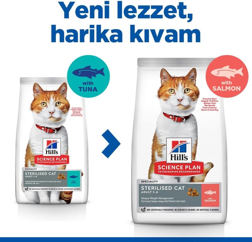 Hill's Hill’s SCIENCE PLAN Sterilised Somon Balıklı Kısırlaştırılmış Kedi Maması 1,5 Kg