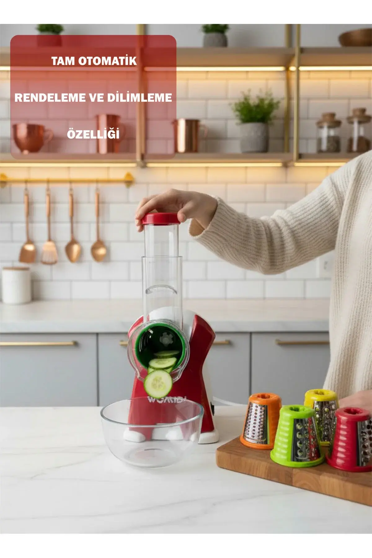 womidi 5'i 1 Arada Otomatik Doğrayıcı ve Dilimleyici Makine -Rende- Salata Makinesi