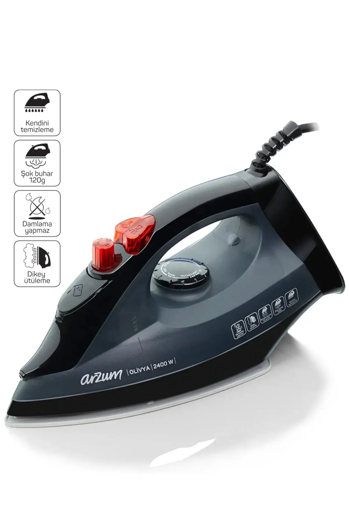 Arzum AR684 Olivya Seramik Tabanlı Buharlı Ütü 2400W Şok Buhar, Dikey Buhar, Damlama Önleme