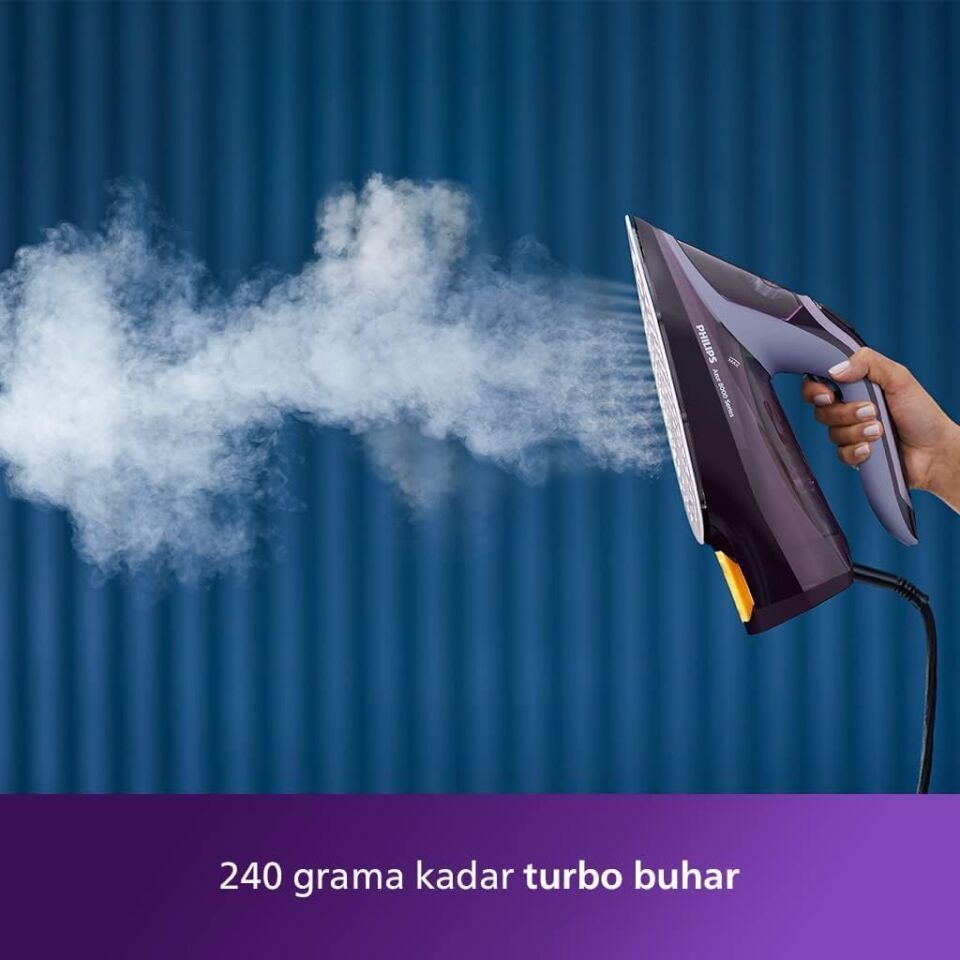 Philips 8000 Serisi Azur Buharlı Ütü, 3000W, SteamGlide, 240 g Şok Buhar, Sıfır Yanık Garantisi, DST8021/30