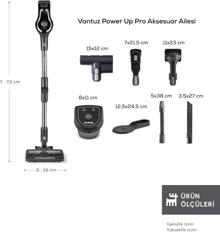 Karaca Power Up Pro Dik Süpürge Black Chrome 350 W