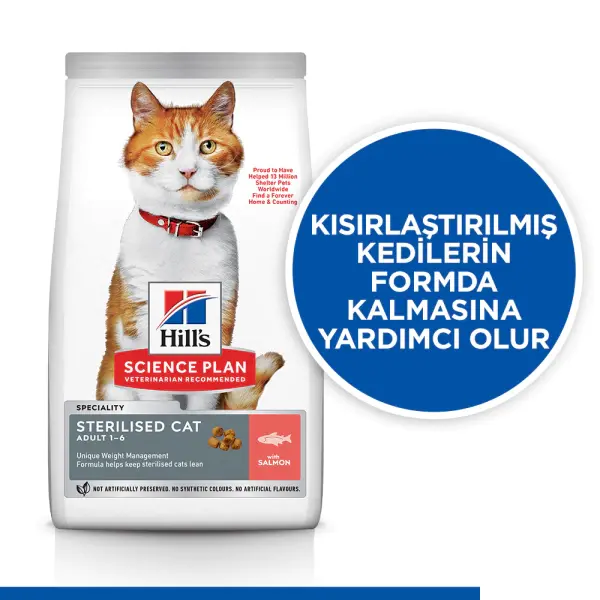 Hill's SCIENCE PLAN Somonlu Kısırlaştırılmış Kedi Maması 13kg + 2kg HEDİYE!