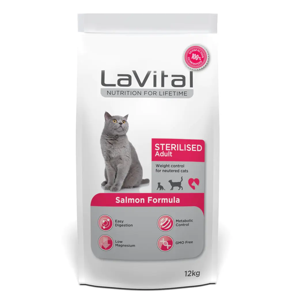 LaVital Kilo Kontrolü için Somonlu Kısırlaştırılmış Kedi Maması 12kg