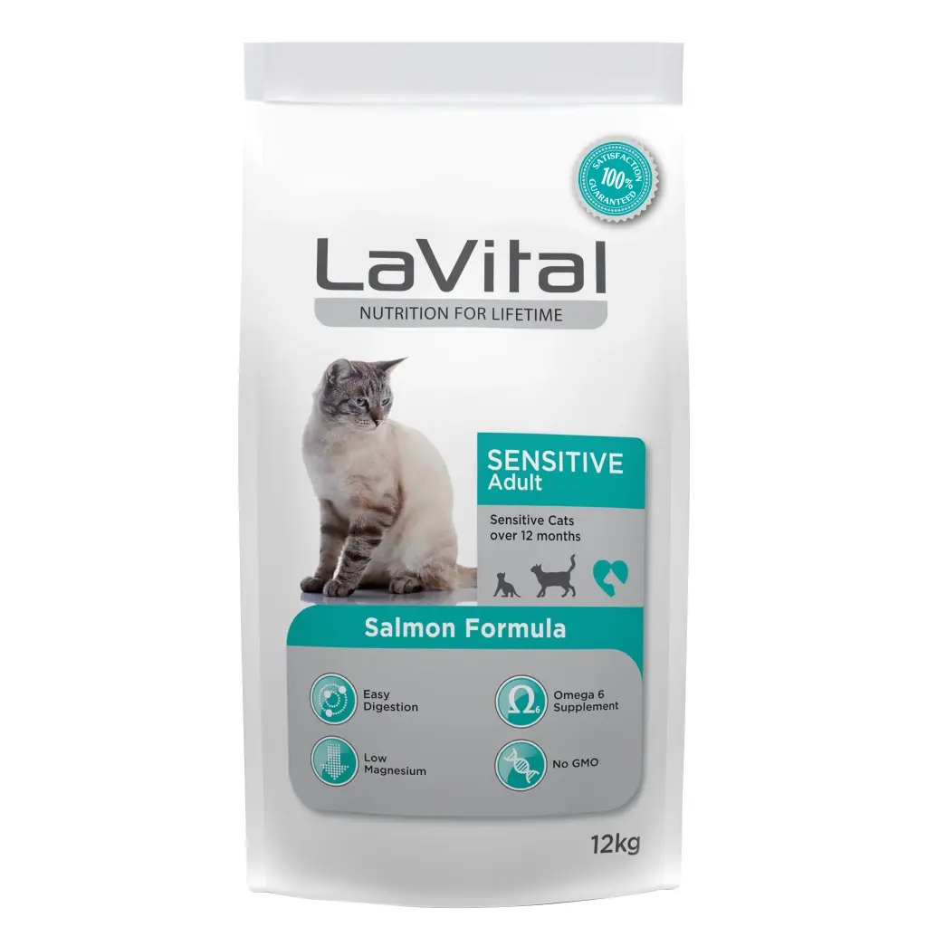 LaVital Sensitive Hassas Sindirim Sistemine Sahip Kediler için Somonlu Yetişkin Kedi Maması 12kg