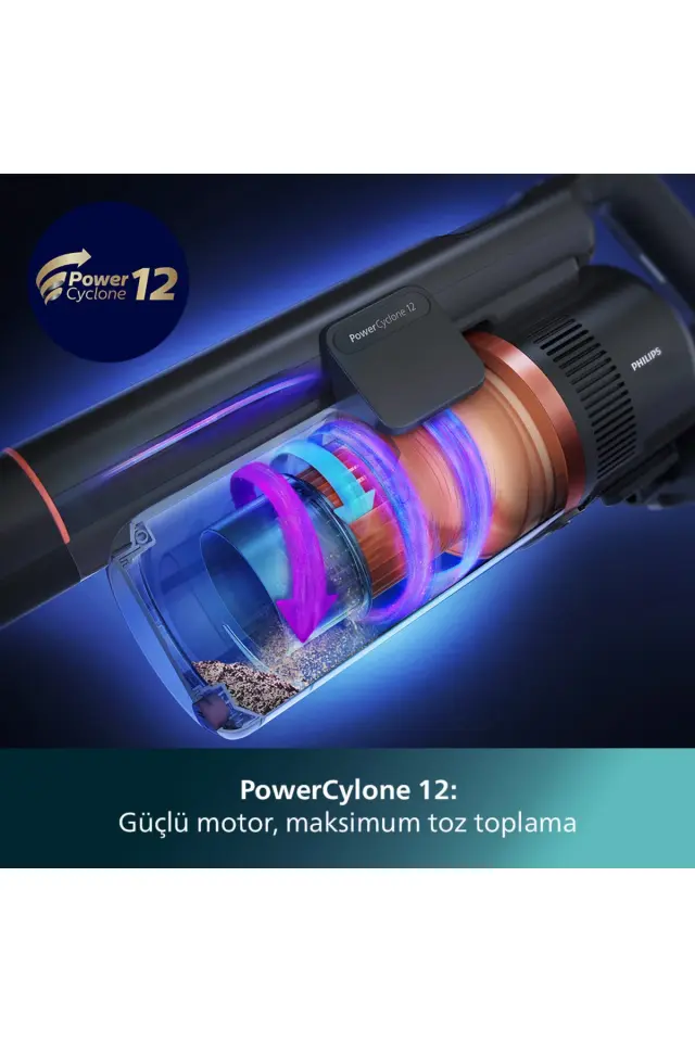 Philips 8000 Serisi Aqua Plus Kablosuz Dik Süpürge, 25.2 V, 80 dk'ya kadar Çalışma Süresi, XC8057/01