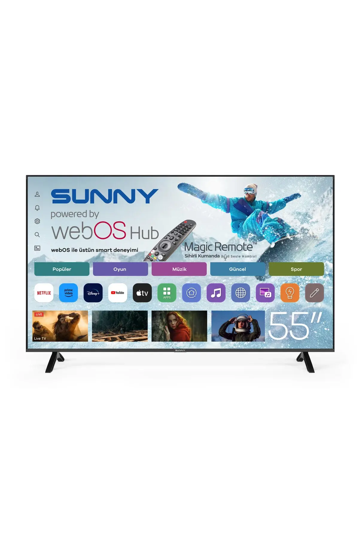 Sunny 55'' 136 Ekran UHD WEBOS 2.0 D-DUAL LED TV (SN55FMN252)