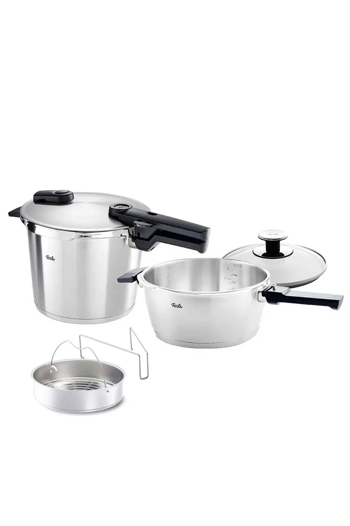 Fissler Vitaquick Premium 6+3,5 Litre Düdüklü Tencere + Buharda Pişirme Aparatı