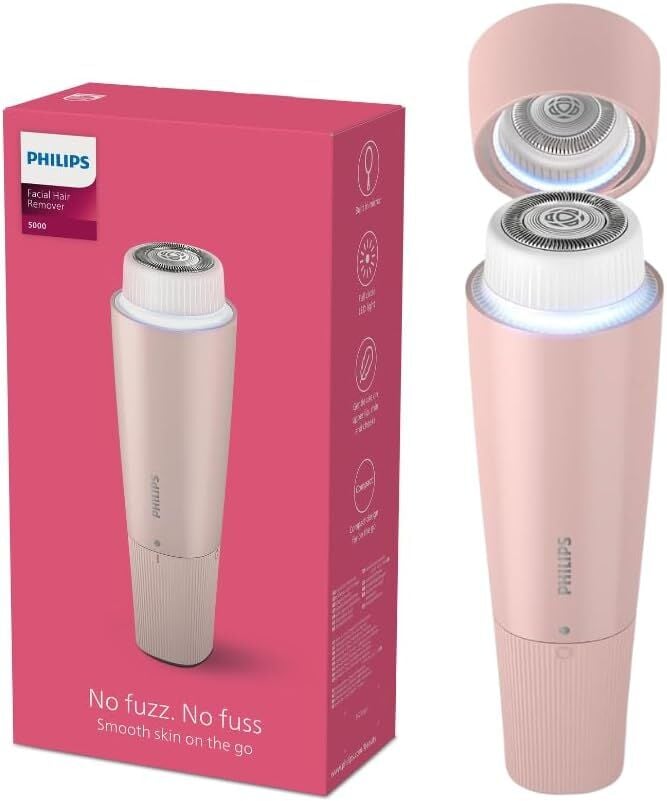Philips BRR454/00 Yüz Tüy Alma Makinesi,Ayna Ve Tam Çember Led Işıklı,Yıkanabilir Çıkan Başlık