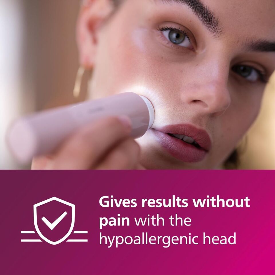 Philips BRR454/00 Yüz Tüy Alma Makinesi,Ayna Ve Tam Çember Led Işıklı,Yıkanabilir Çıkan Başlık