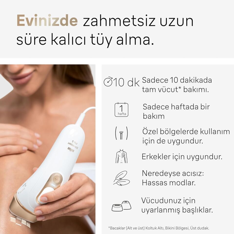 Braun IPL Silk·expert Pro 5, Evde Tüy Alma, Çanta, Venus Tıraş Makinesi, 2 Başlık ile, PL5146