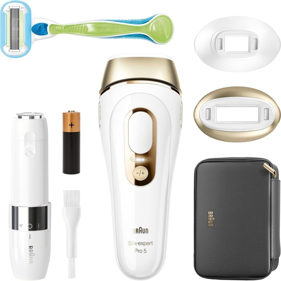 Braun IPL Silk·expert Pro 5, Evde Tüy Alma, Çanta, Venus Tıraş Makinesi, 2 Başlık ile, PL5146