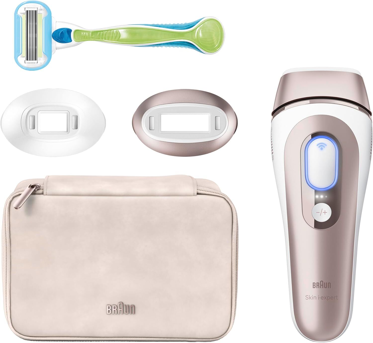 Braun IPL Skin i·expert, Evde Tüy Alma, Ücretsiz Uygulama, Çanta, Gillette Venus, 2 Başlık, PL7147
