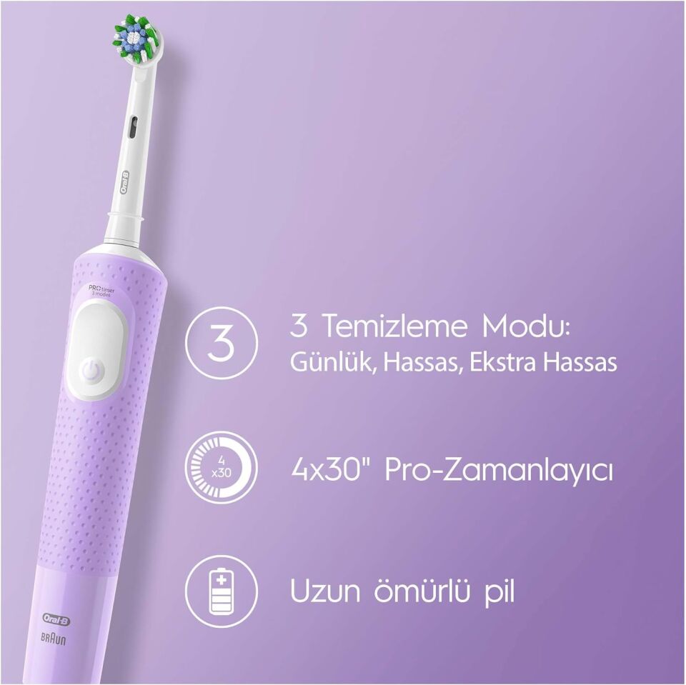 Oral-B D103 Vitality Pro Cross Action Şarjlı Diş Fırçası - Lila