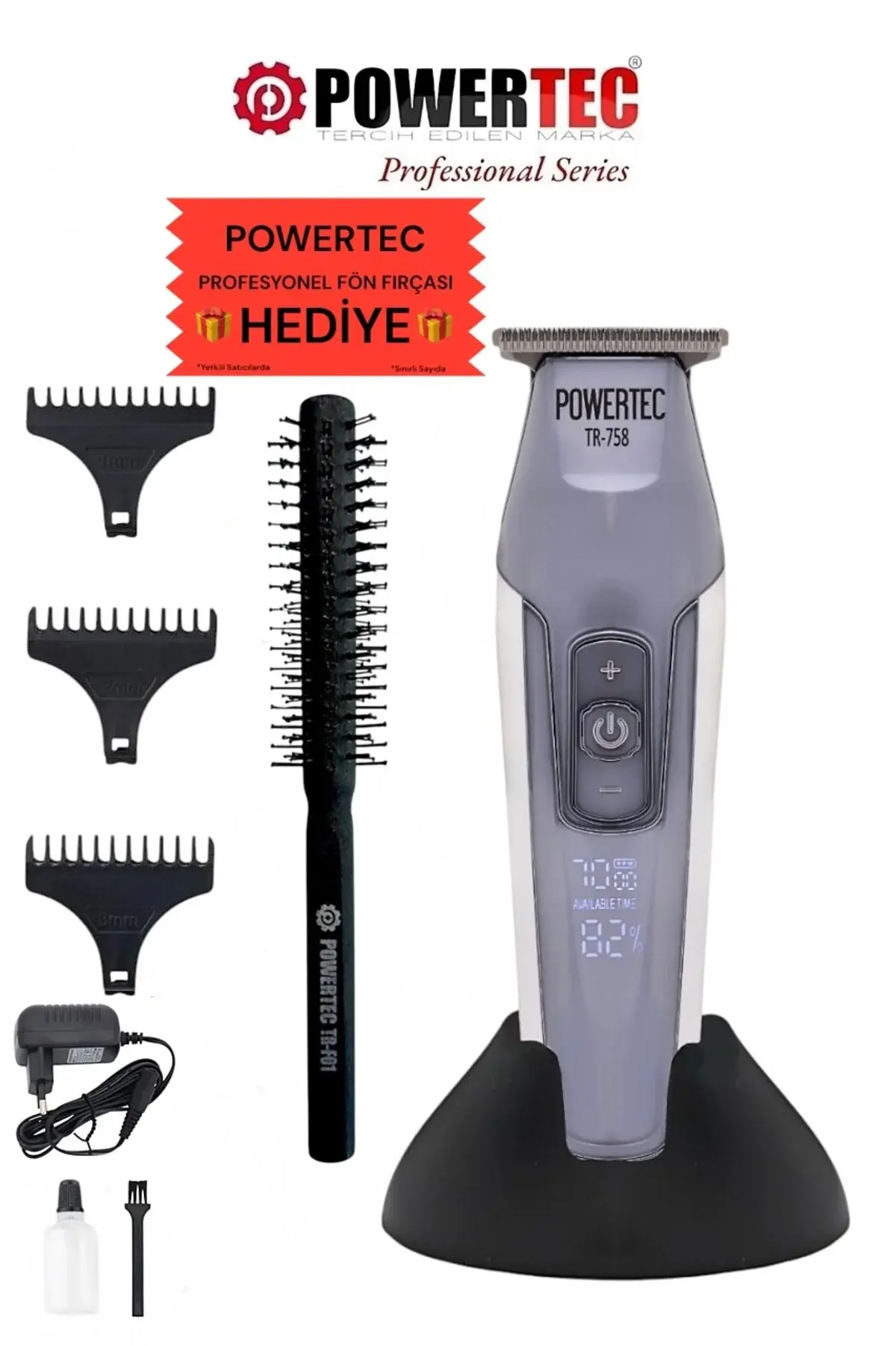 Powertec TR-758 Profesyonel Sakal Ense Tıraş Makinesi (0.1mm - Sıfıra En Yakın)