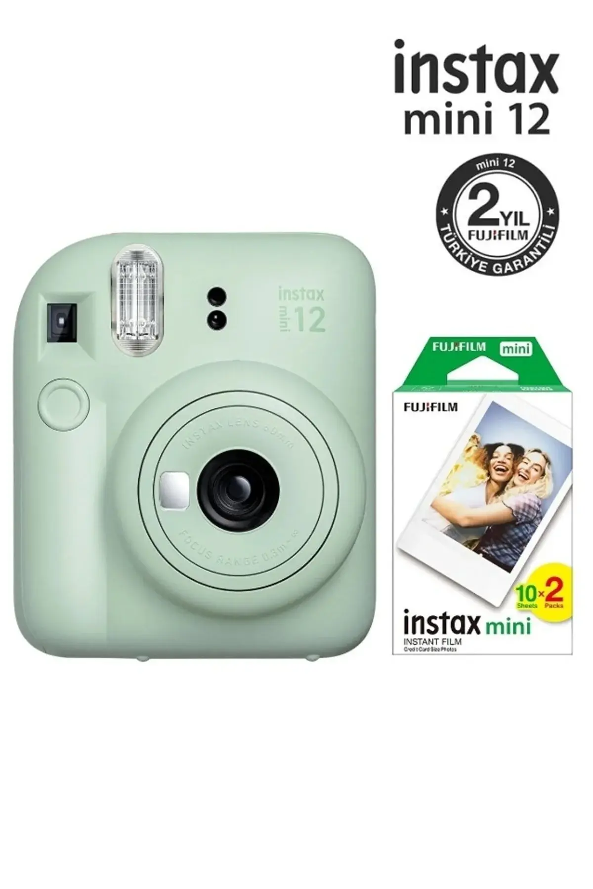 Fujifilm Instax Mini 12 Yeşil Fotoğraf Makinesi Ve 20'li Mini Film