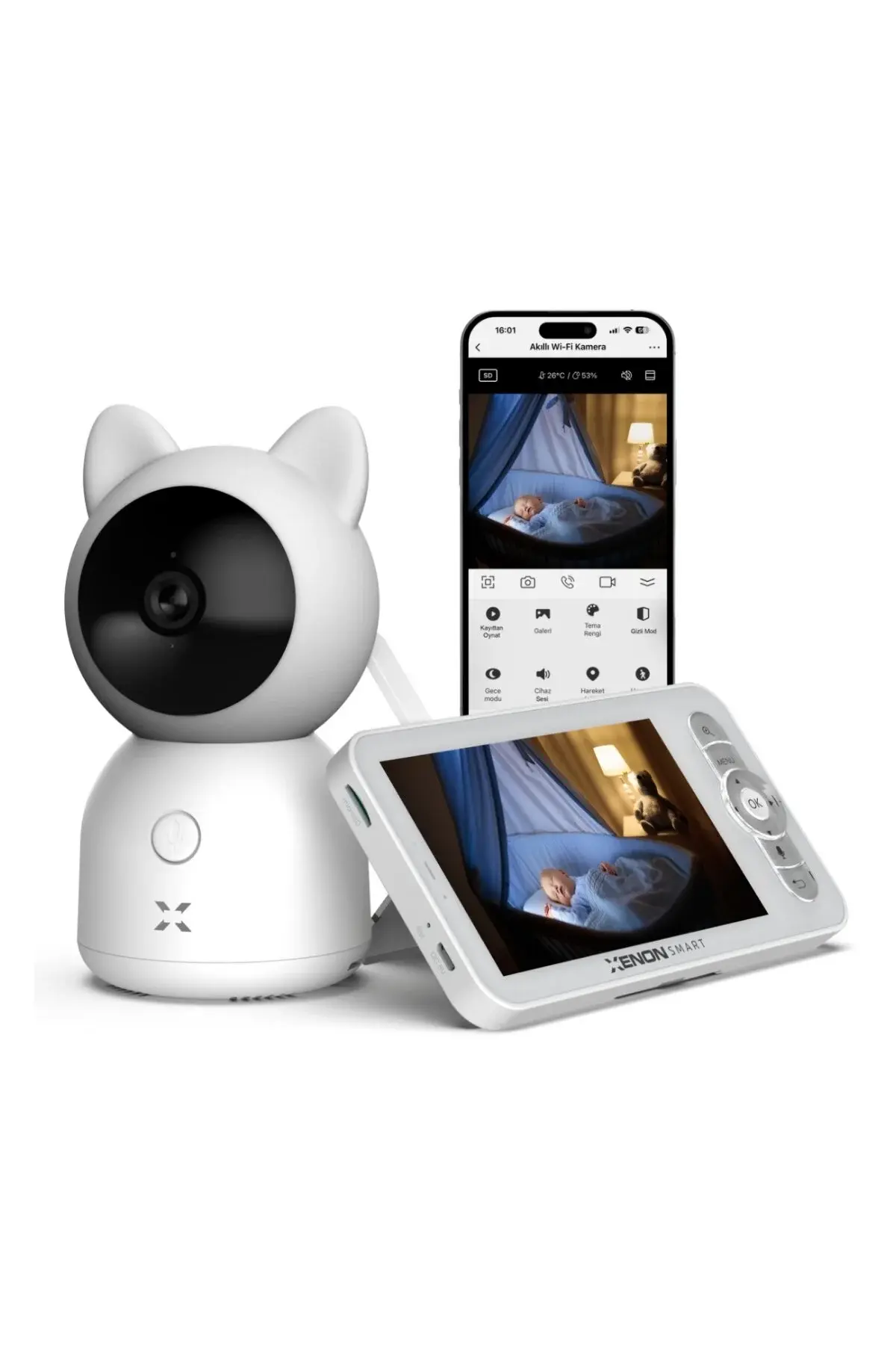 Xenon Smart Akıllı Bebek Kamerası Dijital Monitörlü 5'' Lcd Smart Baby Camera