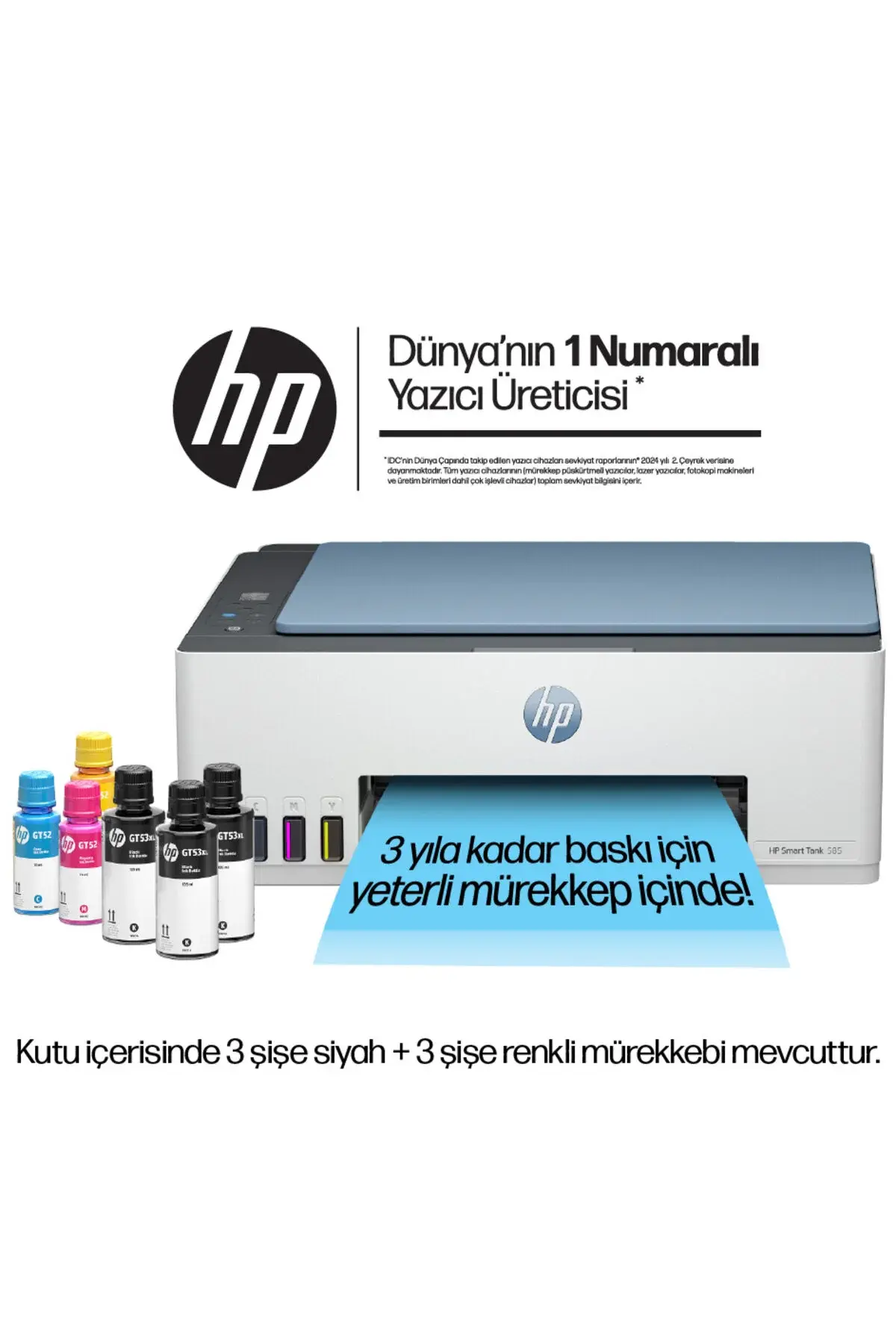 HP Smart Tank 585 All-in-One Printer,  Wifi Baskı, Fotokopi, Tarama, Wireless, 1F3Y4A