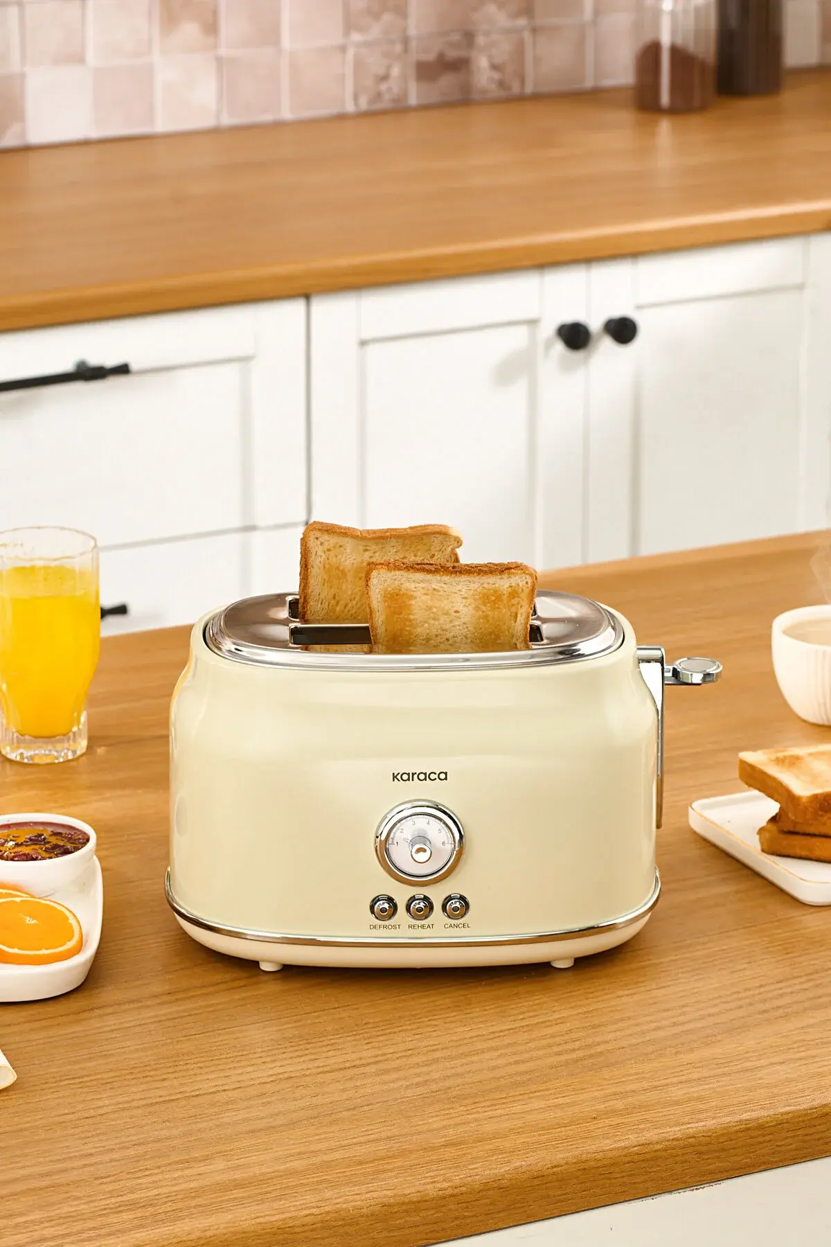 Karaca Retro 2 Dilim Kapasiteli Ekmek Kızartma Makinesi Krem