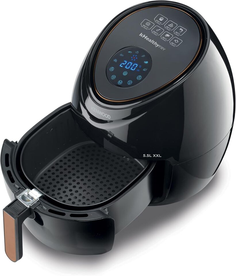 Kenwood Airfryer XXL Siyah HFP50.000BK - 5,5 Litre Geniş Hazne Kapasitesi, 1800 Watt, Dijital Dokunmatik Ekran, 7 Farklı Programlama, 80-200°C Sıcaklık Ayarı, Kolay Temizleme
