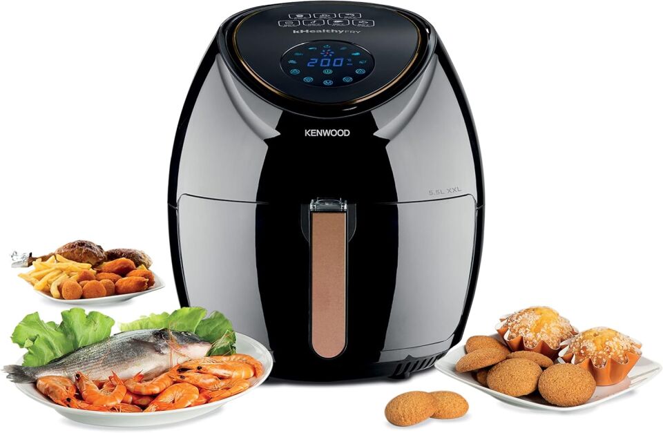 Kenwood Airfryer XXL Siyah HFP50.000BK - 5,5 Litre Geniş Hazne Kapasitesi, 1800 Watt, Dijital Dokunmatik Ekran, 7 Farklı Programlama, 80-200°C Sıcaklık Ayarı, Kolay Temizleme
