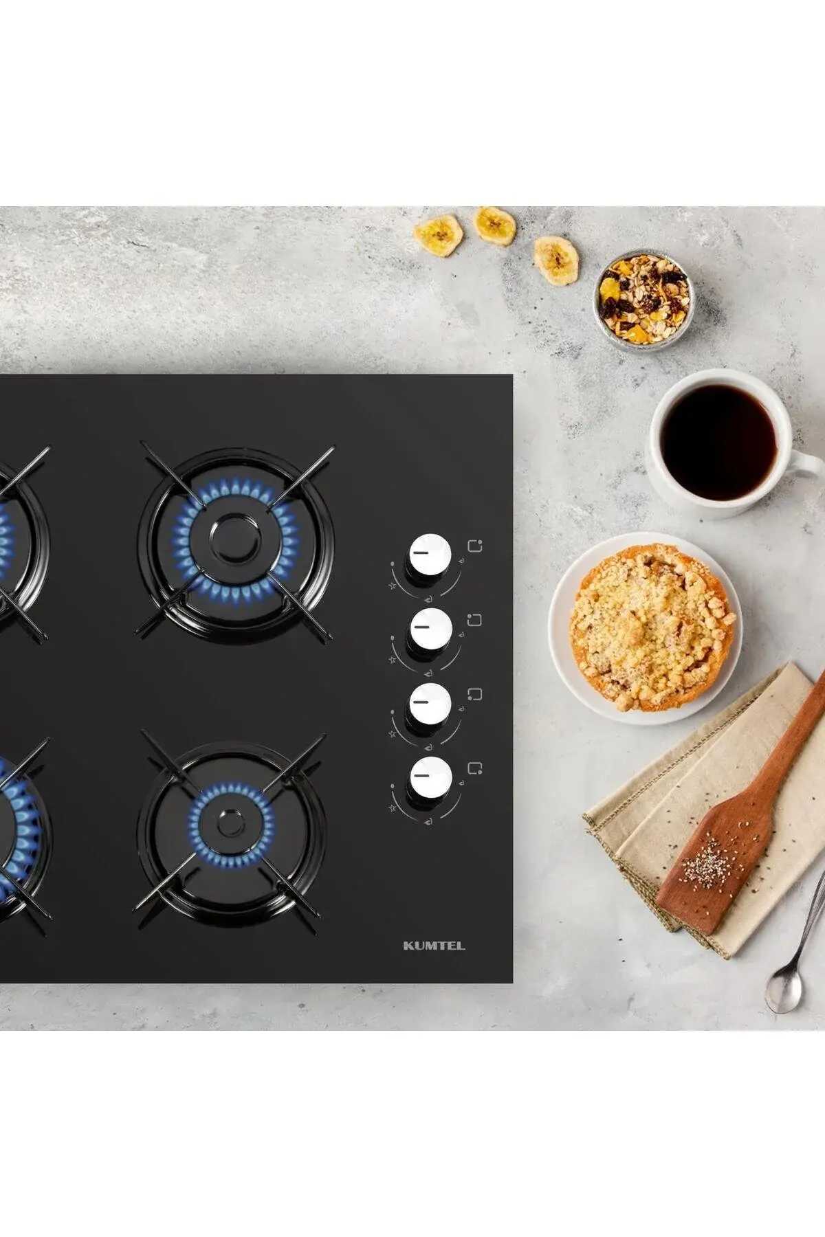 KUMTEL KO-40 TAHDF Cam Ankastre Ocak - Siyah